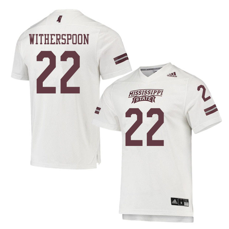 Men #22 Lee Witherspoon Mississippi State Bulldogs College Football Jerseys Sale-White